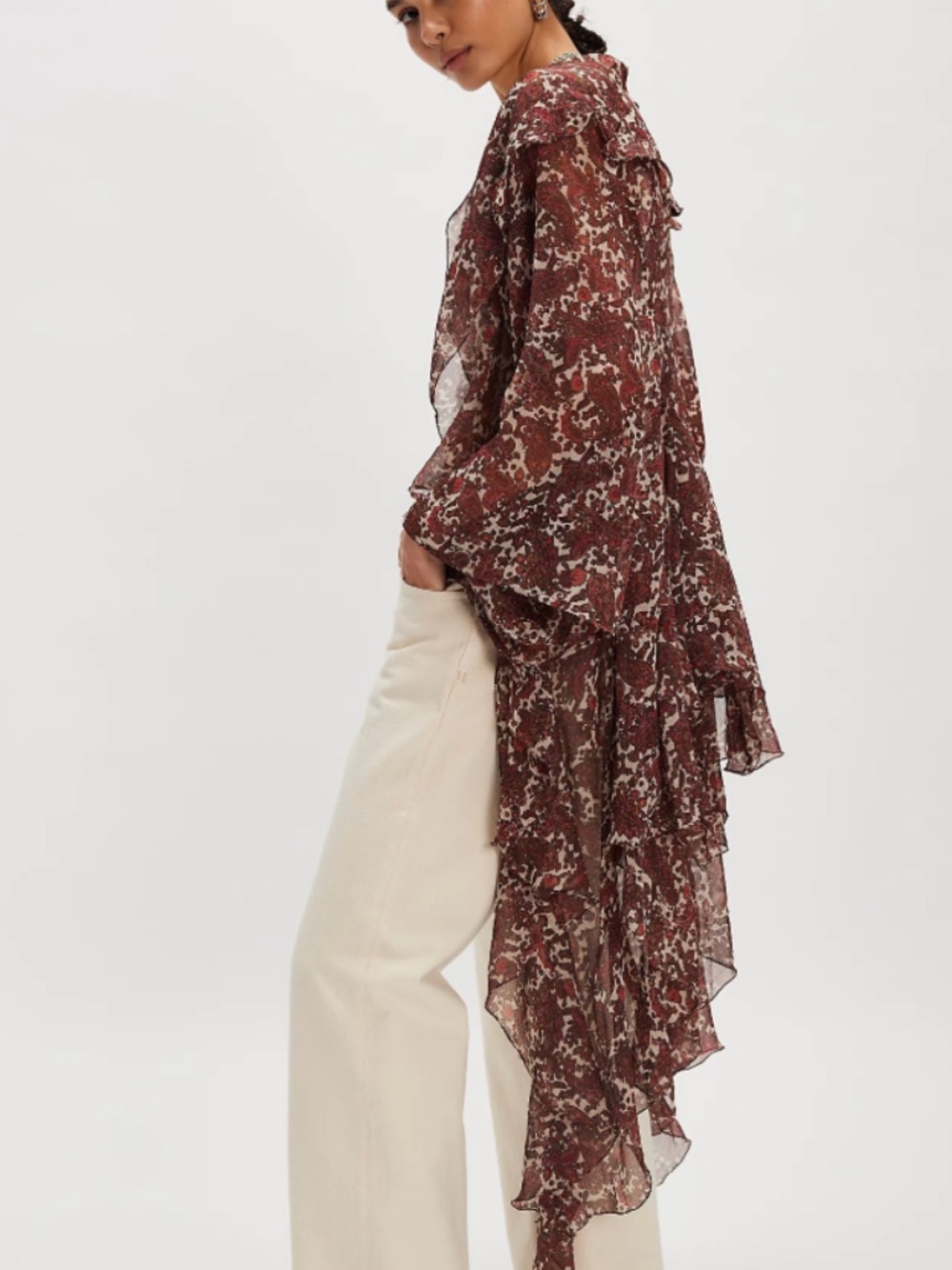 FREE PEOPLE PRINTED HIGH LOW DUSTER